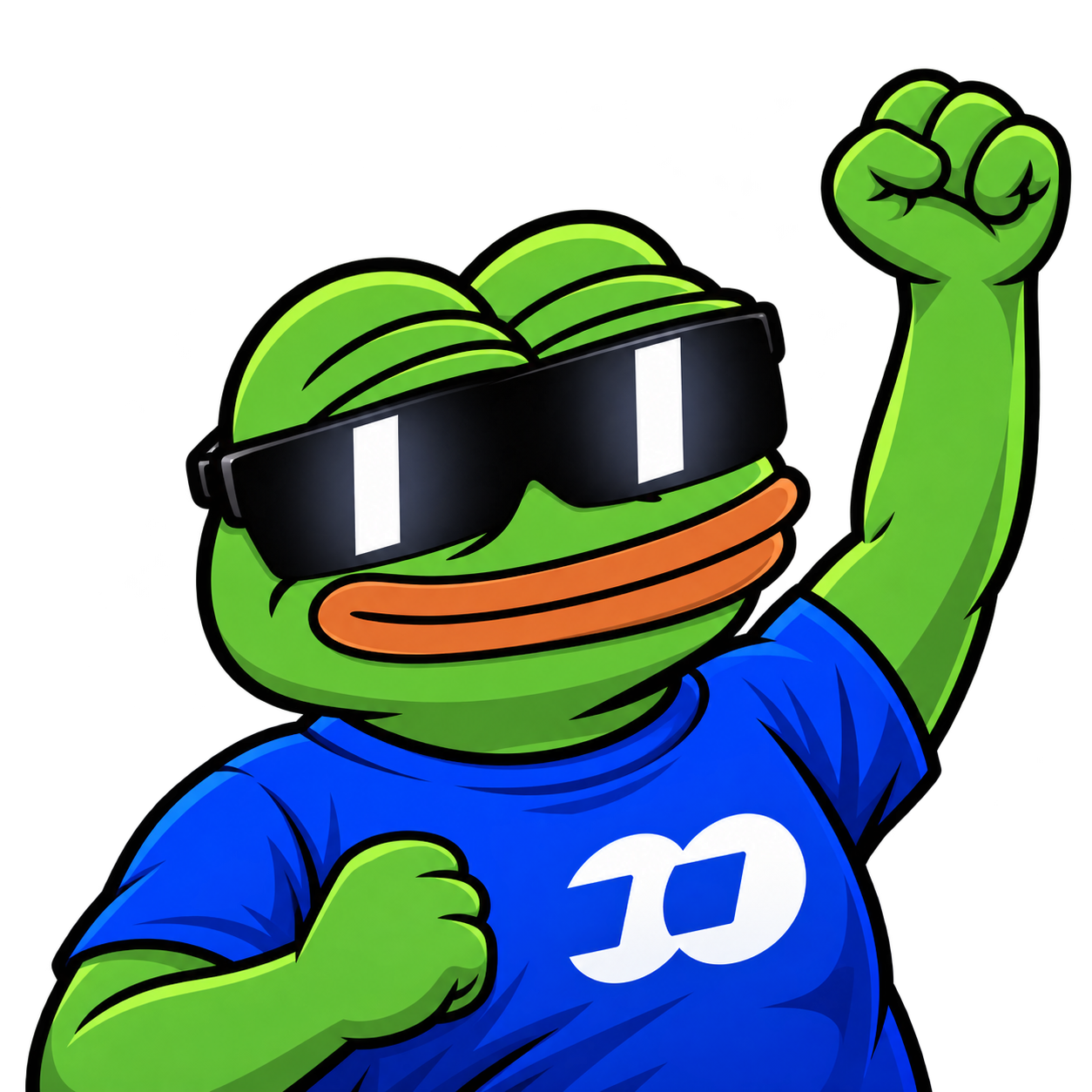 FOMO KING Pepe raising his fist in victory